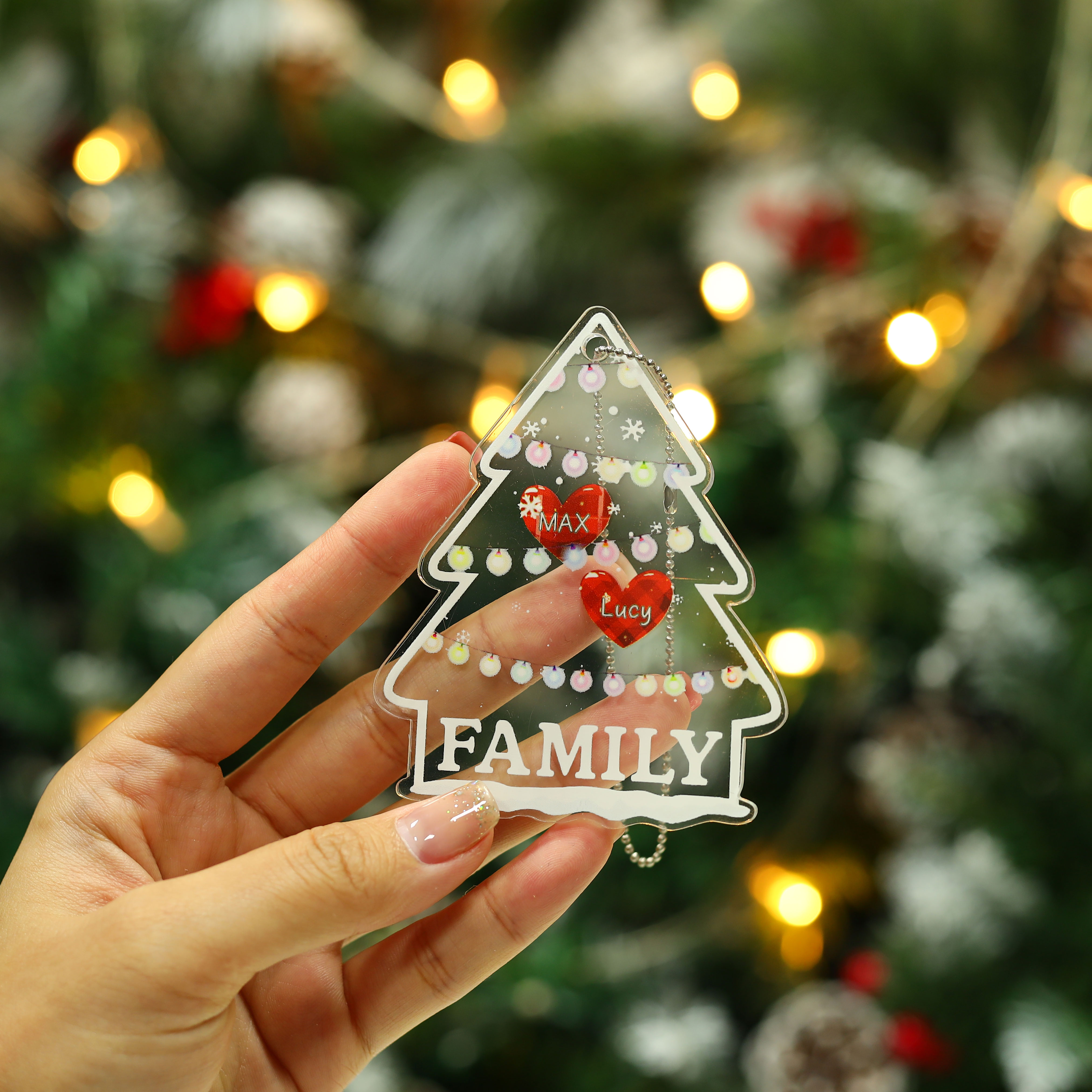 2 Names - Personalised Acrylic Christmas Ornaments Customised Text & Name Xmas Pendant Gifts for Family Friends-Jessemade AU