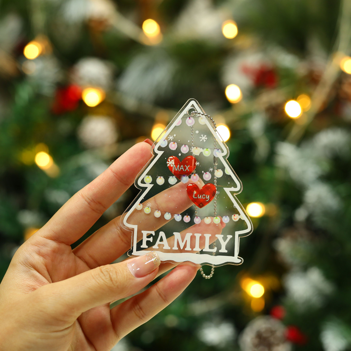 2 Names - Personalised Acrylic Christmas Ornaments Customised Text & Name Xmas Pendant Gifts for Family Friends-Jessemade AU