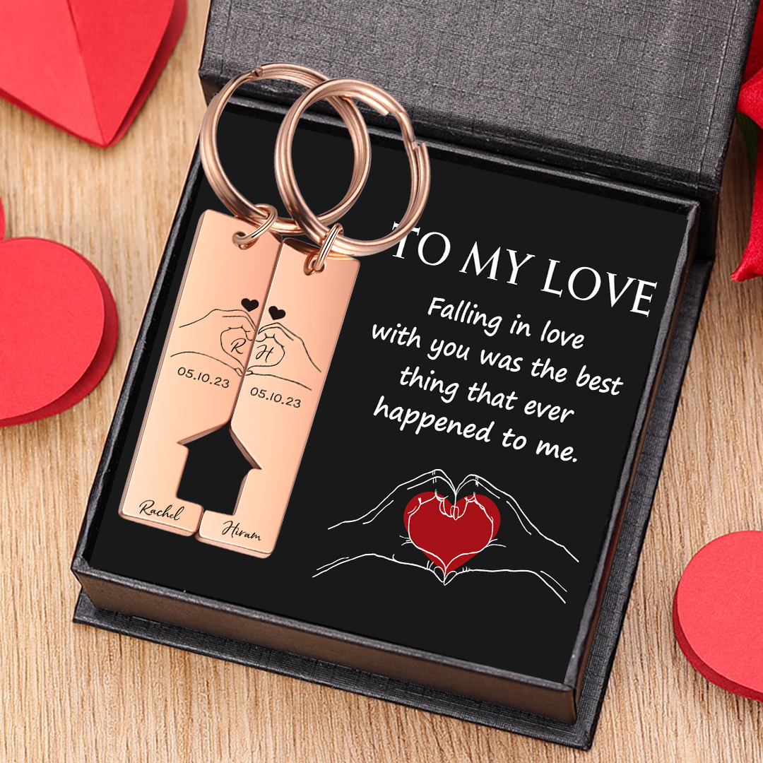 To My Man/Woman Keyring Custom 2 Letters & 2 Dates & 2 Names Couple Keychain Valentine's Day Gift for Couples-Jessemade AU