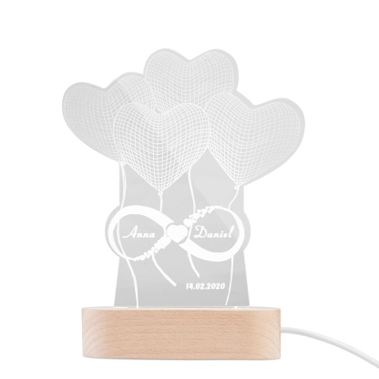 Personalised Heart balloon Name Night Light Engraved Lamp-Jessemade AU