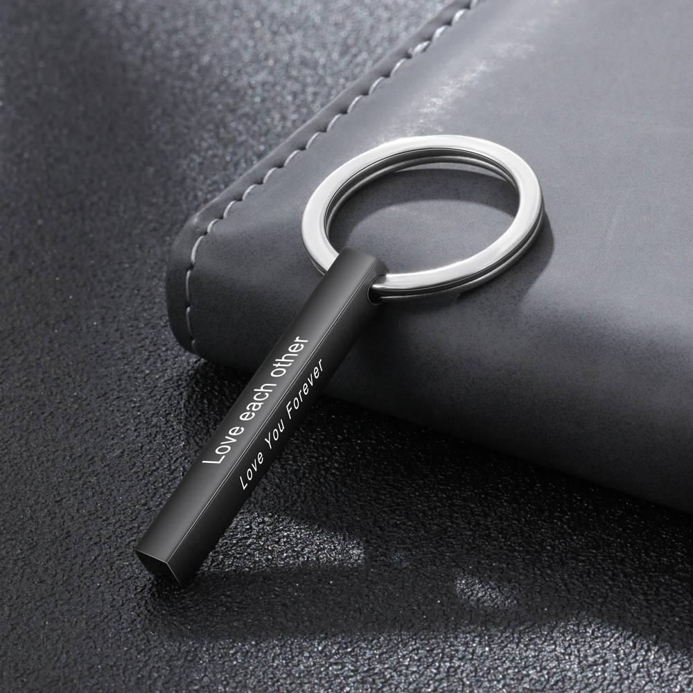 Personalised Stainless Steel Keychain Customised 4 Texts Keyring Gift for Him/Her-Jessemade AU