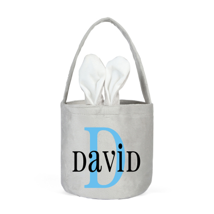 Personalised Bunny Tote Bag Custom Name & Letter Bunny Basket Bucket Bag Easter Gifts-Jessemade AU