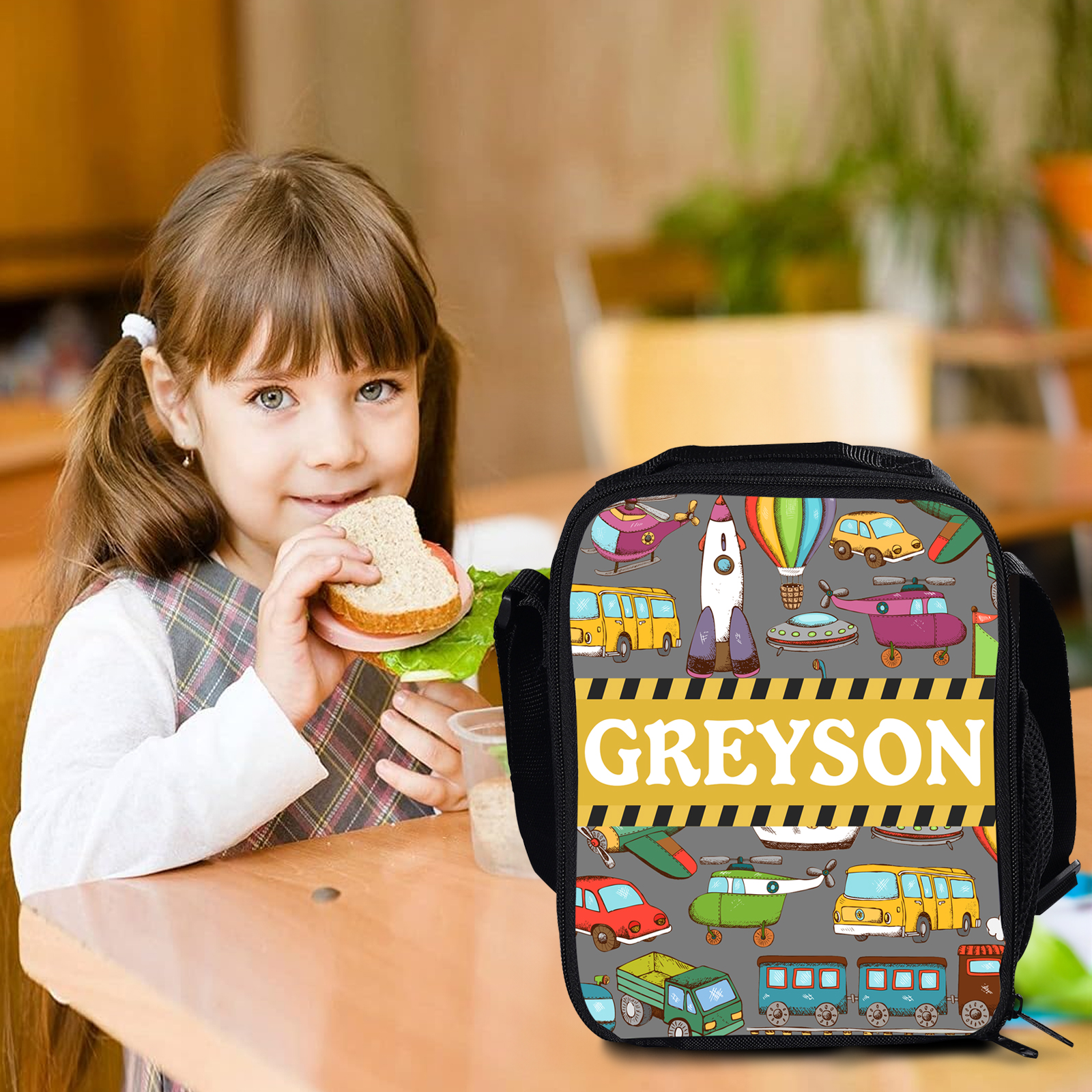 Custom Name Lunch Bag Personalised Cars Pattern Lunch Box Gifts for Kids-Jessemade AU