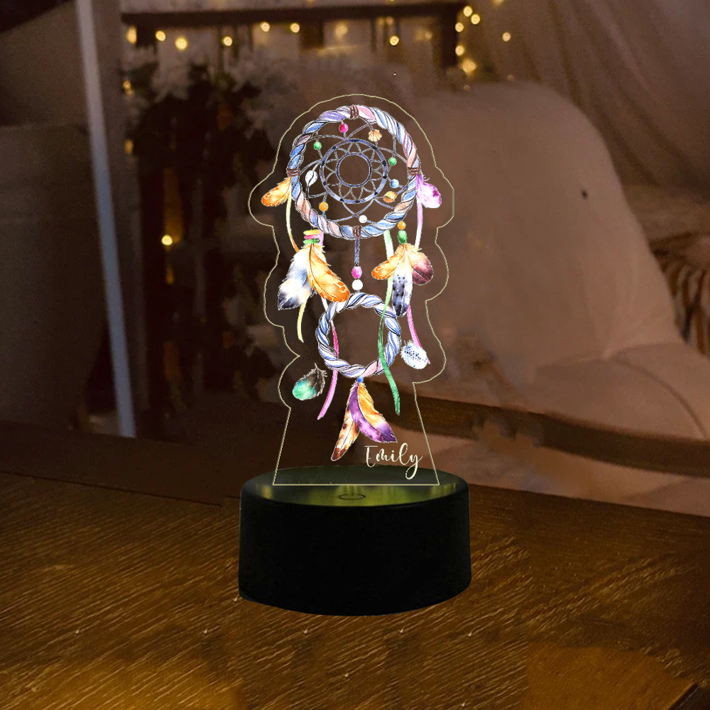 Custom Dream Catcher Night Light 7 Colours Changing Night Light With Name LED Lamp Gifts For Kids-Jessemade AU