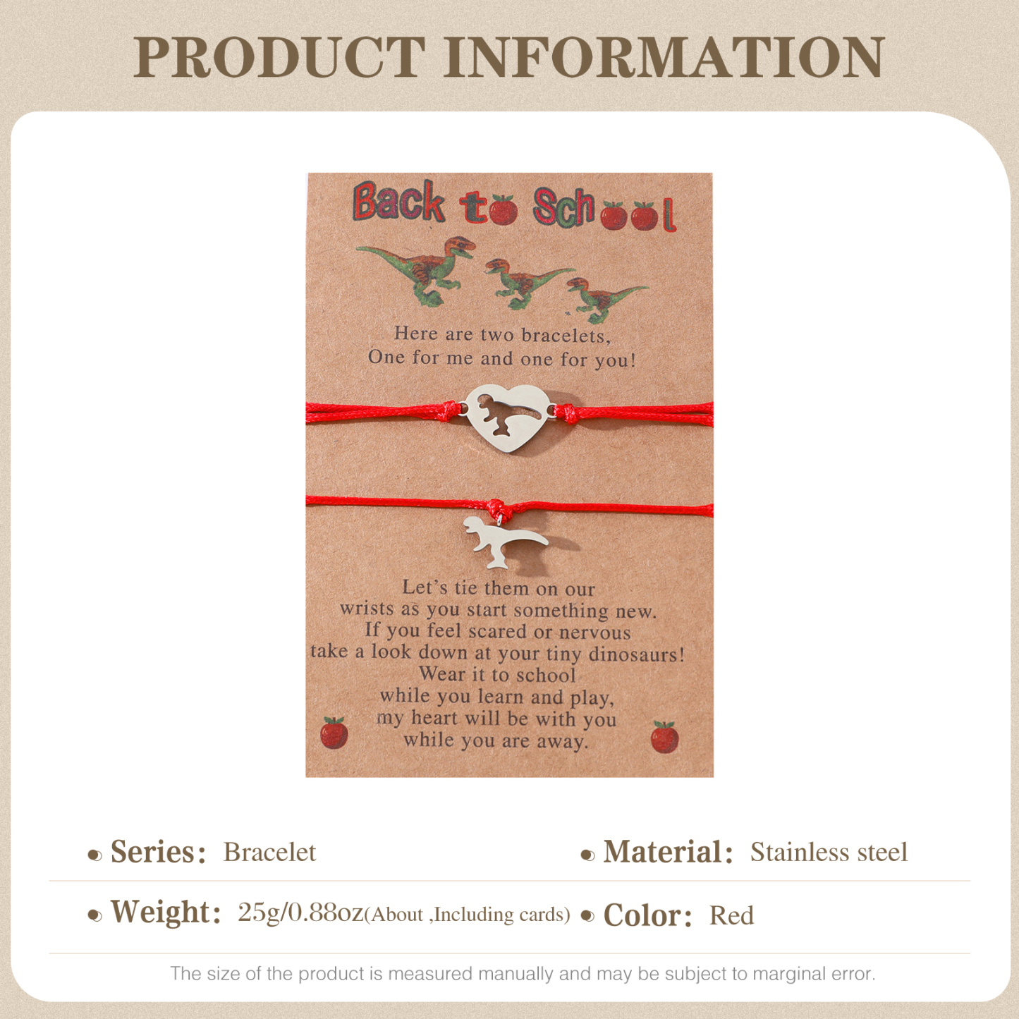 Back to School Matching Wish Dinosaur Bracelets Set for Women Teen Girls Boys-Jessemade AU