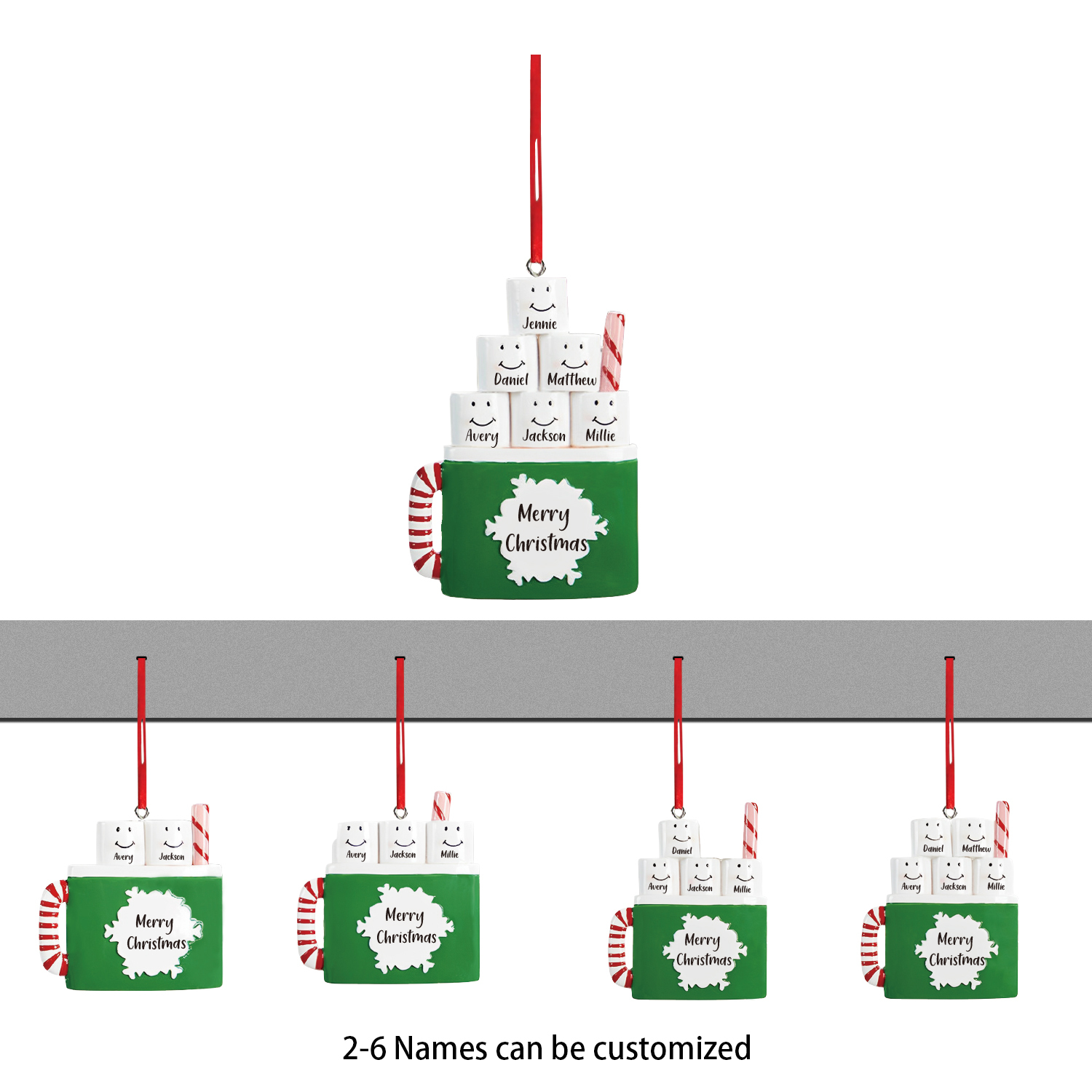 5 Names - Personalised Xmas Ornament Custom Name & Text Christmas Tree Wooden Decor Gift for Family Friends-Jessemade AU