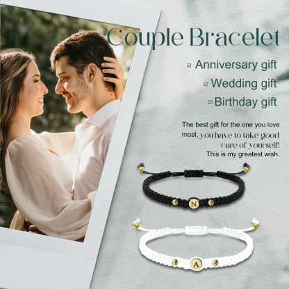 Couple Bracelets Set Customised 2 Letters Bracelet Adjustable Bracelet Valentine's Day Gift for Couples-Jessemade AU