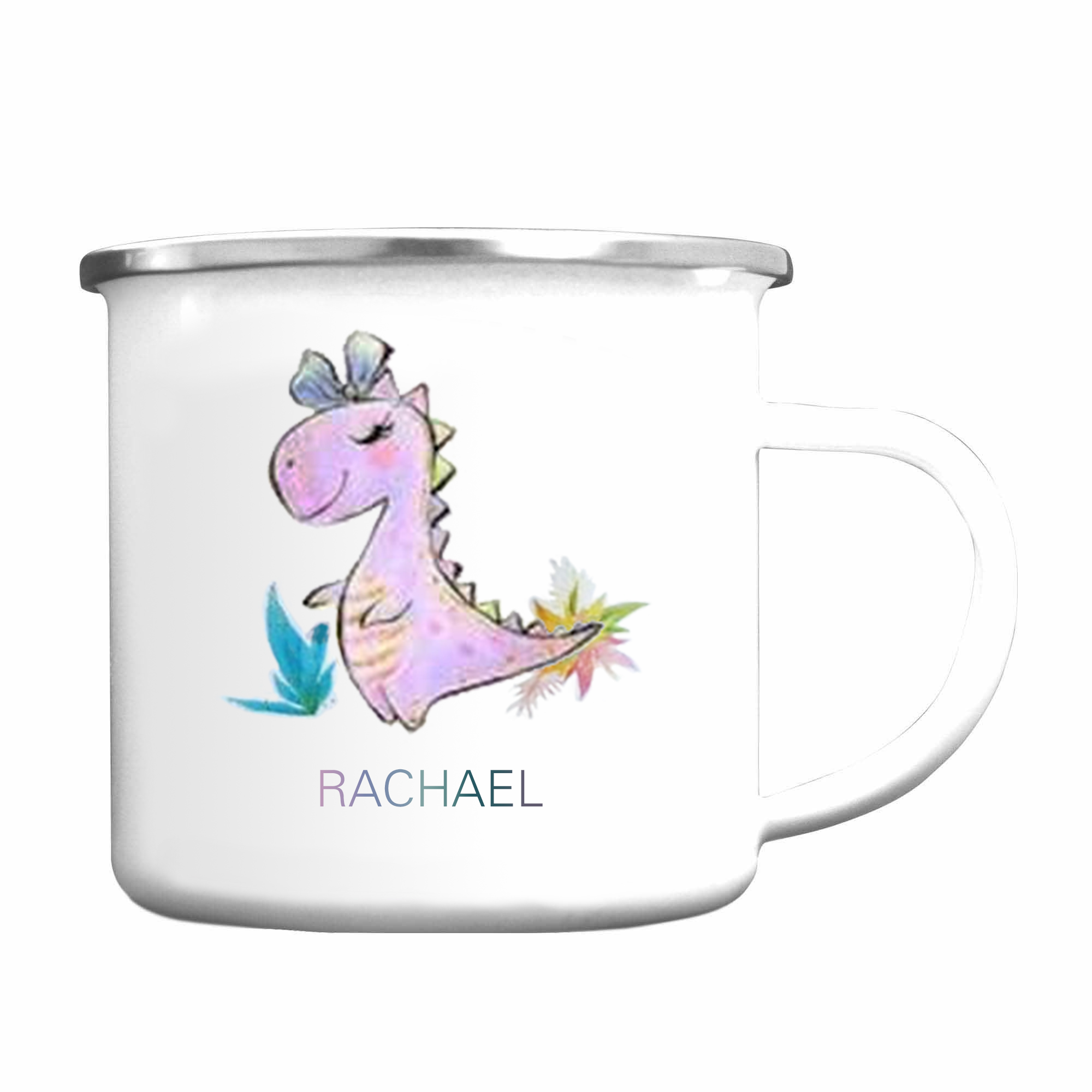 Personalised Enamel Mug Customised Name Dinosaur Cup Camping Mug Birthday Gift for Kids - Tyrannosaurus Rex-Jessemade AU