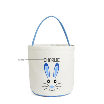 Easter Bunny Tote Bag Personalised Name Bucket Bag White Basket Gifts For Kids-Jessemade AU