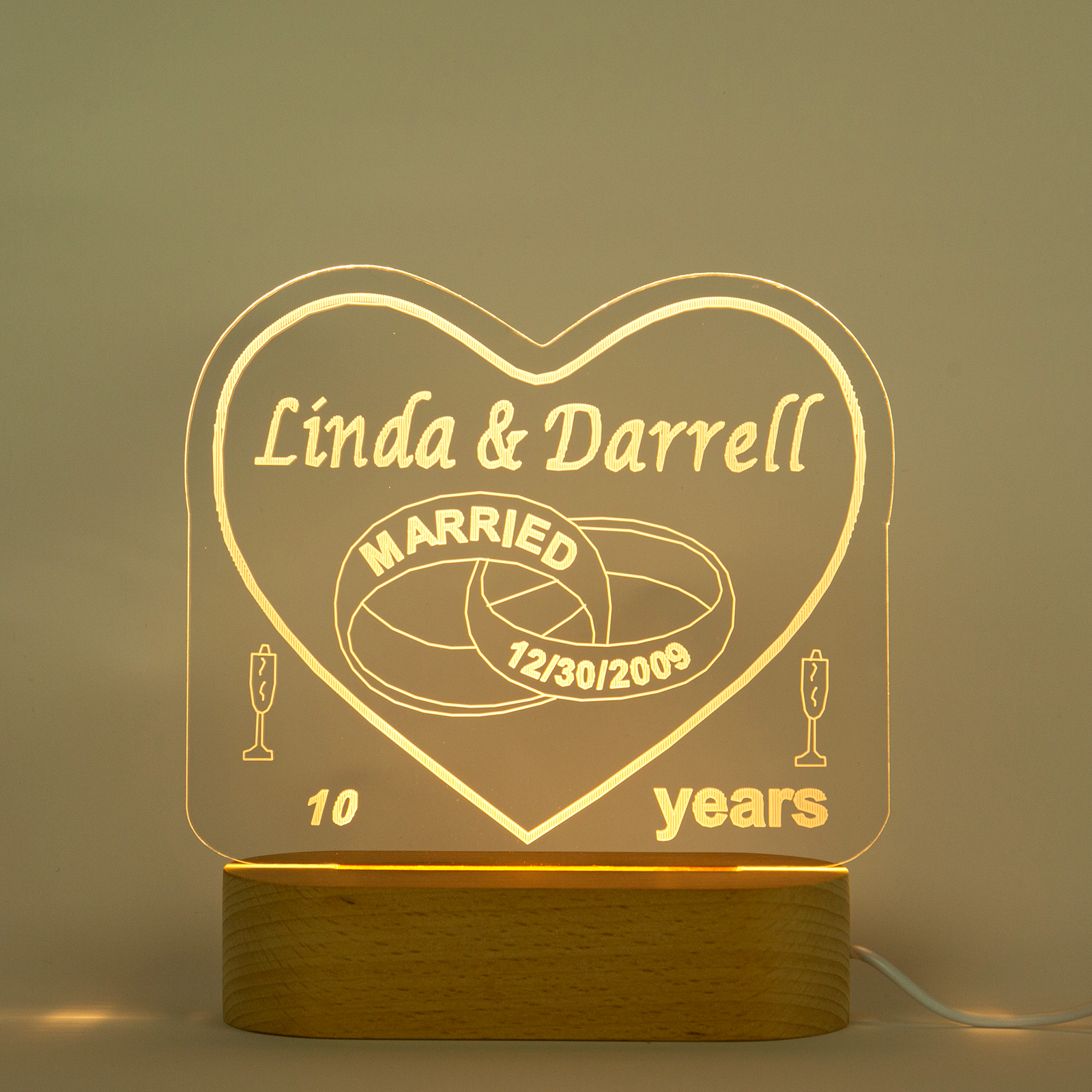 Personalised Heart Name Night Light-Jessemade AU