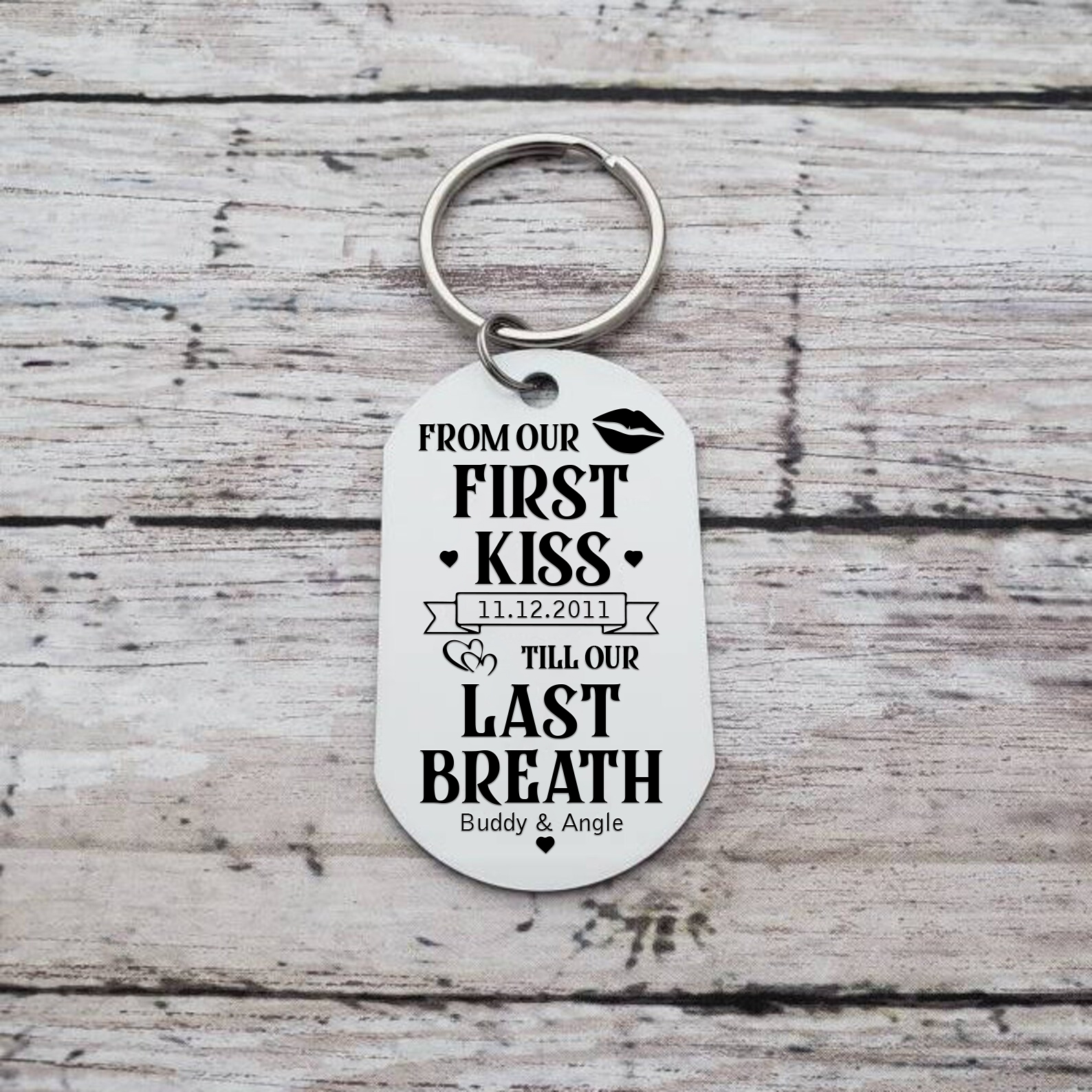 Personalised Couple Photo Keychain Customised 2 Names & Date Keyring Valentine's Day Gifts - From Our First Kiss Till Our Last Breath-Jessemade AU