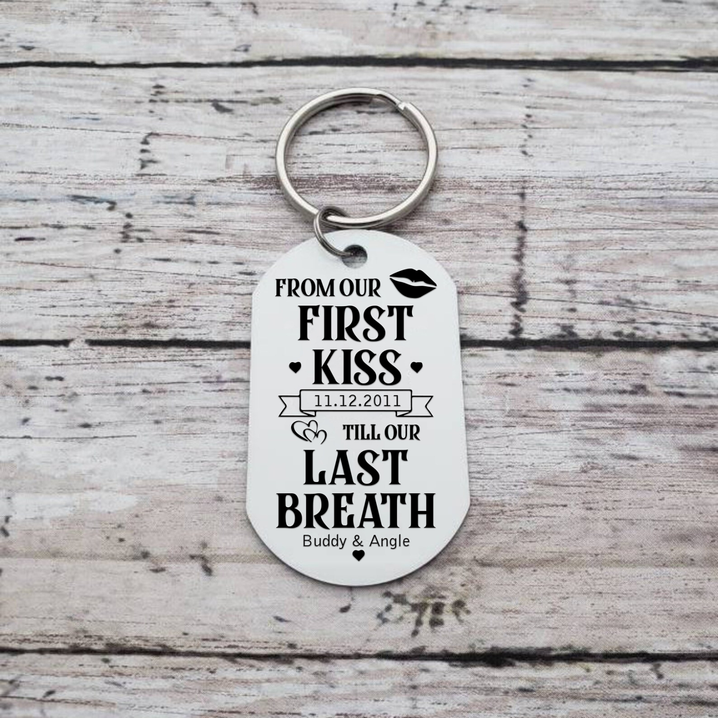 Personalised Couple Photo Keychain Customised 2 Names & Date Keyring Valentine's Day Gifts - From Our First Kiss Till Our Last Breath-Jessemade AU