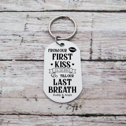 Personalised Couple Photo Keychain Customised 2 Names & Date Keyring Valentine's Day Gifts - From Our First Kiss Till Our Last Breath-Jessemade AU