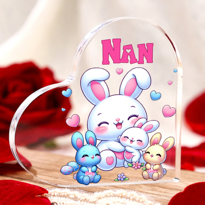 Personalised Text Acrylic Heart Keepsake Custom 3 Names Ornament Bunny Family Gifts For Mother/Grandma-Jessemade AU