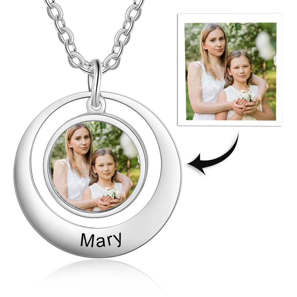 Personalised Family Circles Necklace Engraved Name Photo Necklace Gifts for Her-Jessemade AU