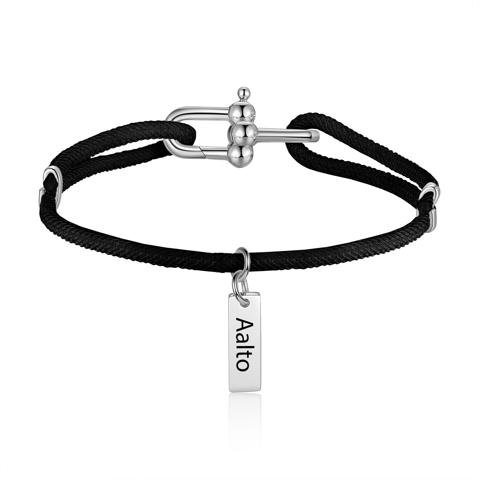 Custom 1 Name Bracelet Adjustable Bracelet Black/White Bracelet Personalised Gift for Him/Her-Jessemade AU