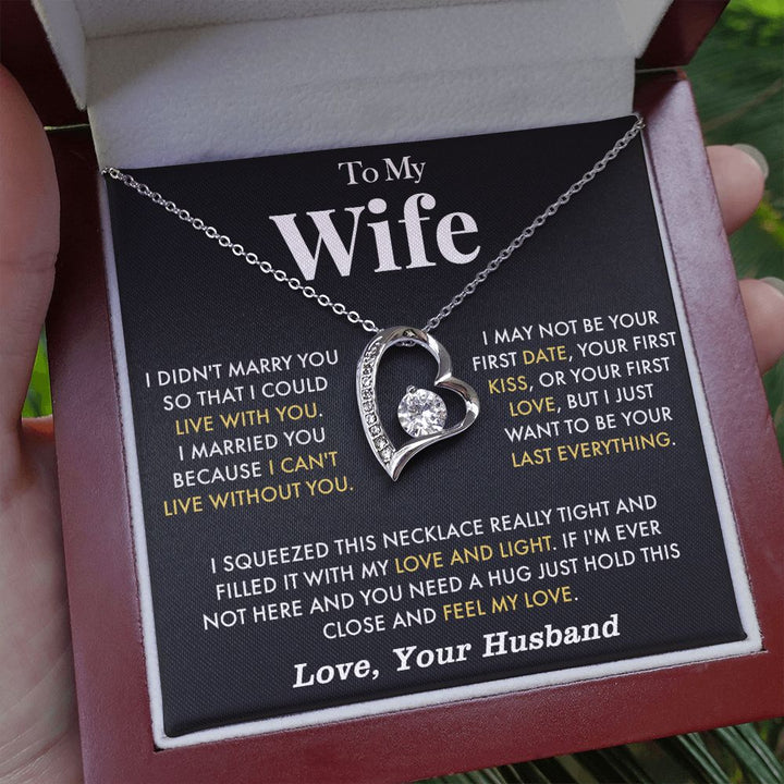 To My Wife Heart Necklace Valentine's Day Birthday Gift for Wife - I Married You Because I Can't Live Without You-Jessemade AU