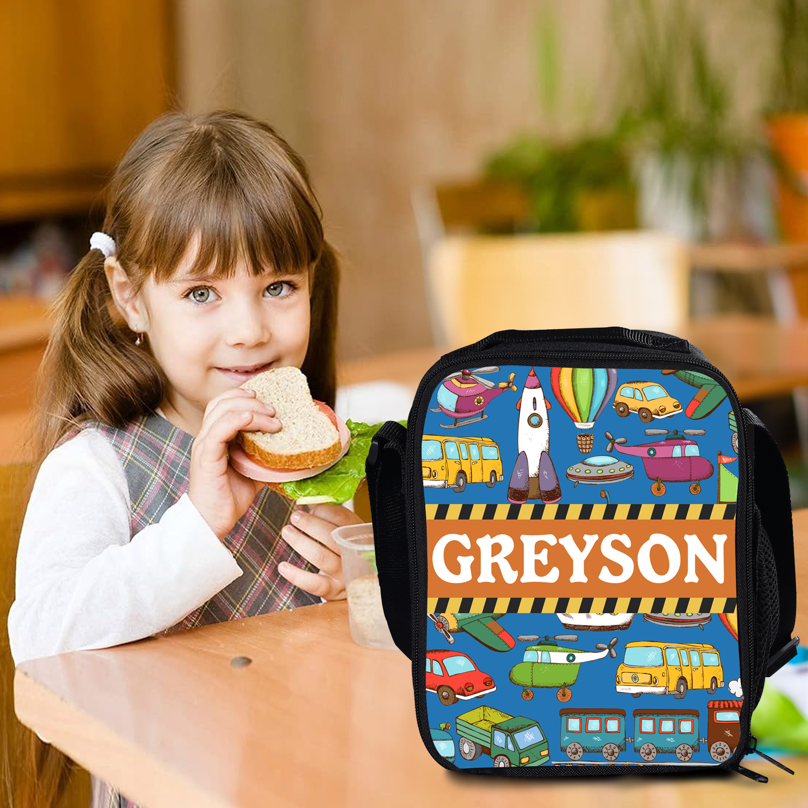 Custom Name Lunch Bag Personalised Cars Pattern Lunch Box Gifts for Kids-Jessemade AU