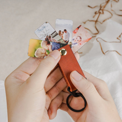 Personalised Photo Album Keychain Custom 2 Photos Leather Keychain for Lovers-Jessemade AU