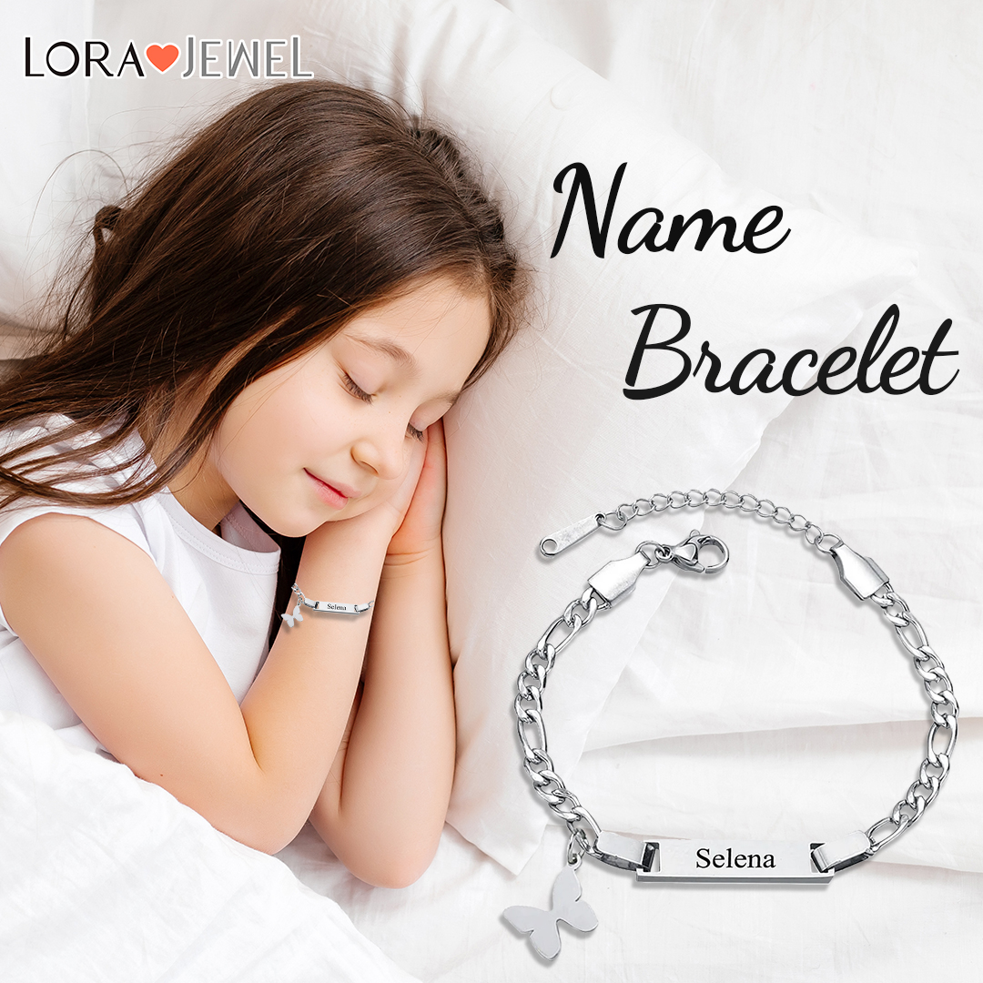 Custom Name Bracelet Cuban Chain Bracelet Personalised Butterfly Bracelet Love Gifts-Jessemade AU