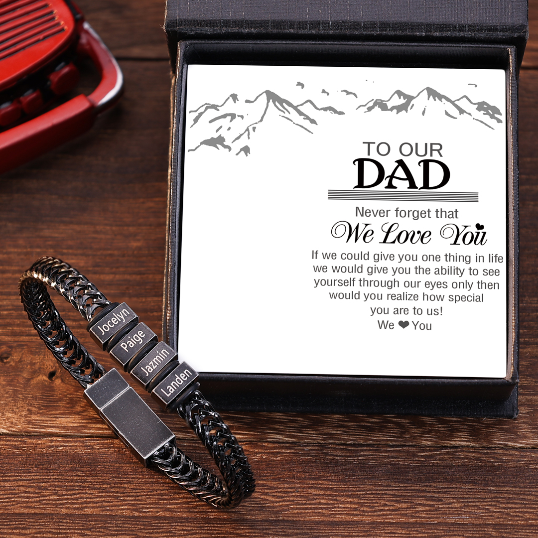 4 Names - Men's Vintage Bracelet Customised Name Stainless Steel Bracelet Personalised Gift for Dad-Jessemade AU