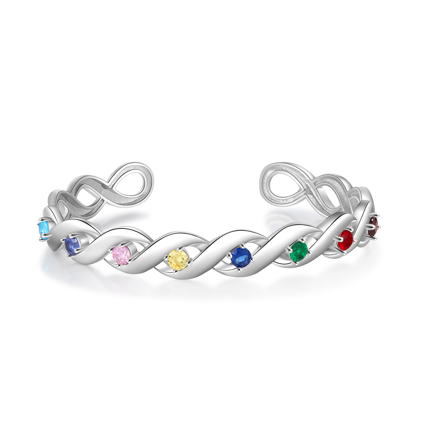 Personalised Spiral Chain Bracelet With 8 Birthstones Custom Names Bracelet Gift For Women-Jessemade AU