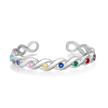 Personalised Spiral Chain Bracelet With 8 Birthstones Custom Names Bracelet Gift For Women-Jessemade AU