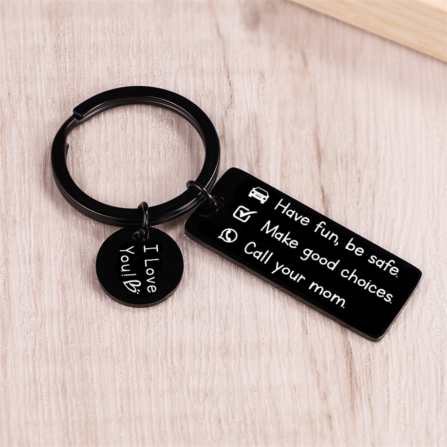 Have Fun Be Safe Make Good Choices Call Your Mom Keychain for Kids-Jessemade AU