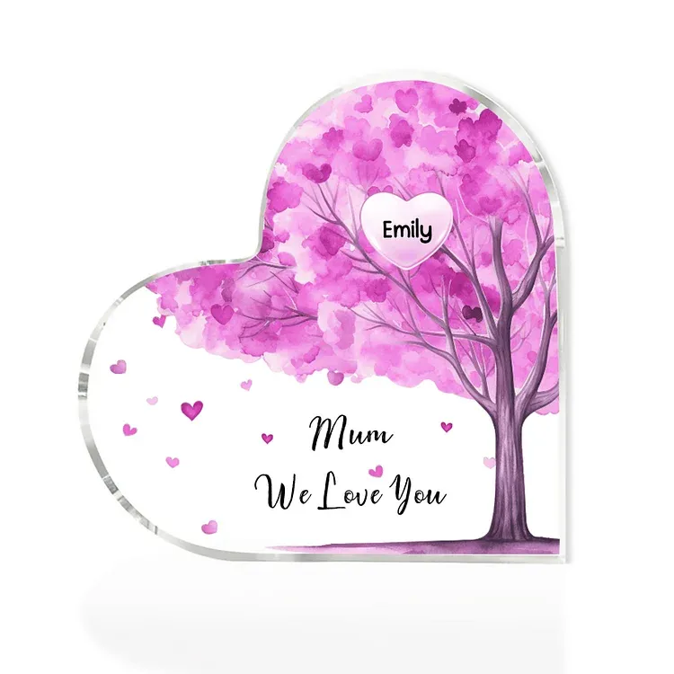 1 Name - Personalised Acrylic Heart Keepsake Custom Text Purple Tree Ornaments Gifts for Grandma/Mother-Jessemade AU