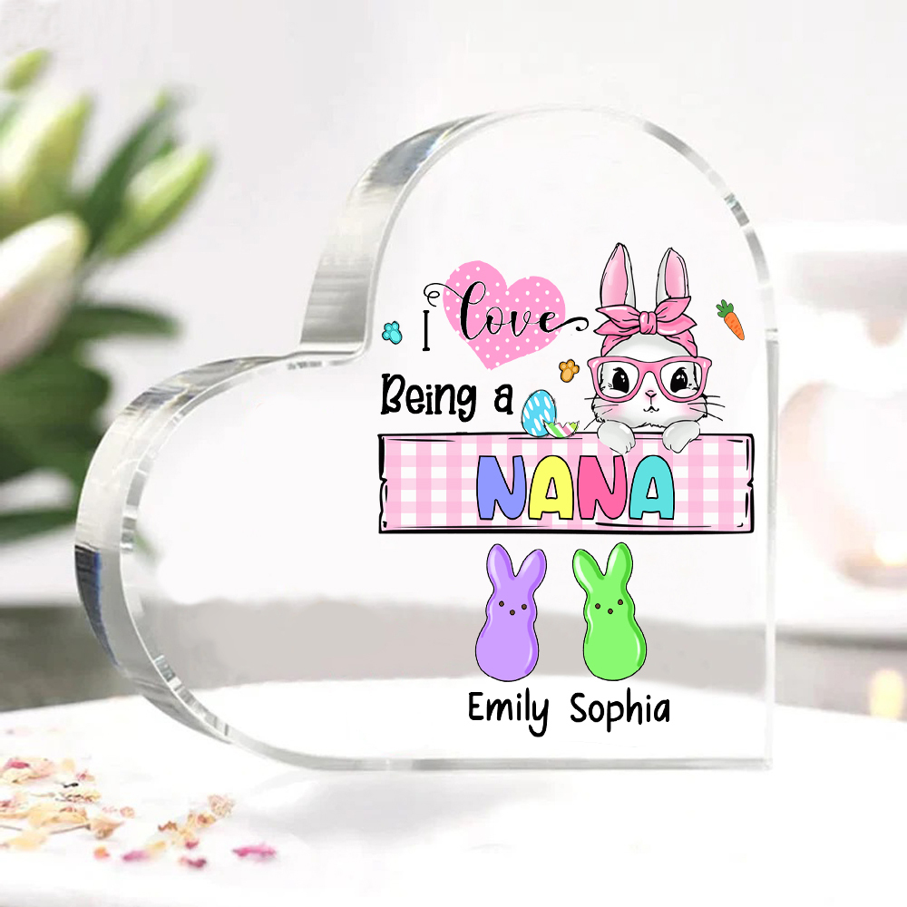 3 Names - Personalised Acrylic Heart Keepsake Custom Names Bunny Ornaments Gifts for Grandma/Mother-Jessemade AU