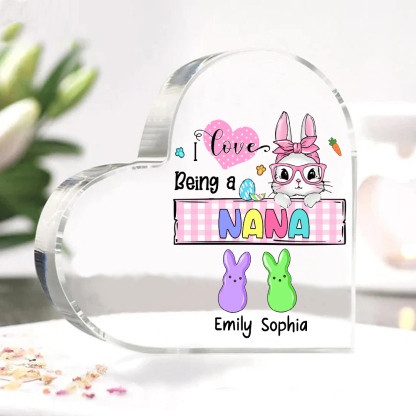 3 Names - Personalised Acrylic Heart Keepsake Custom Names Bunny Ornaments Gifts for Grandma/Mother-Jessemade AU