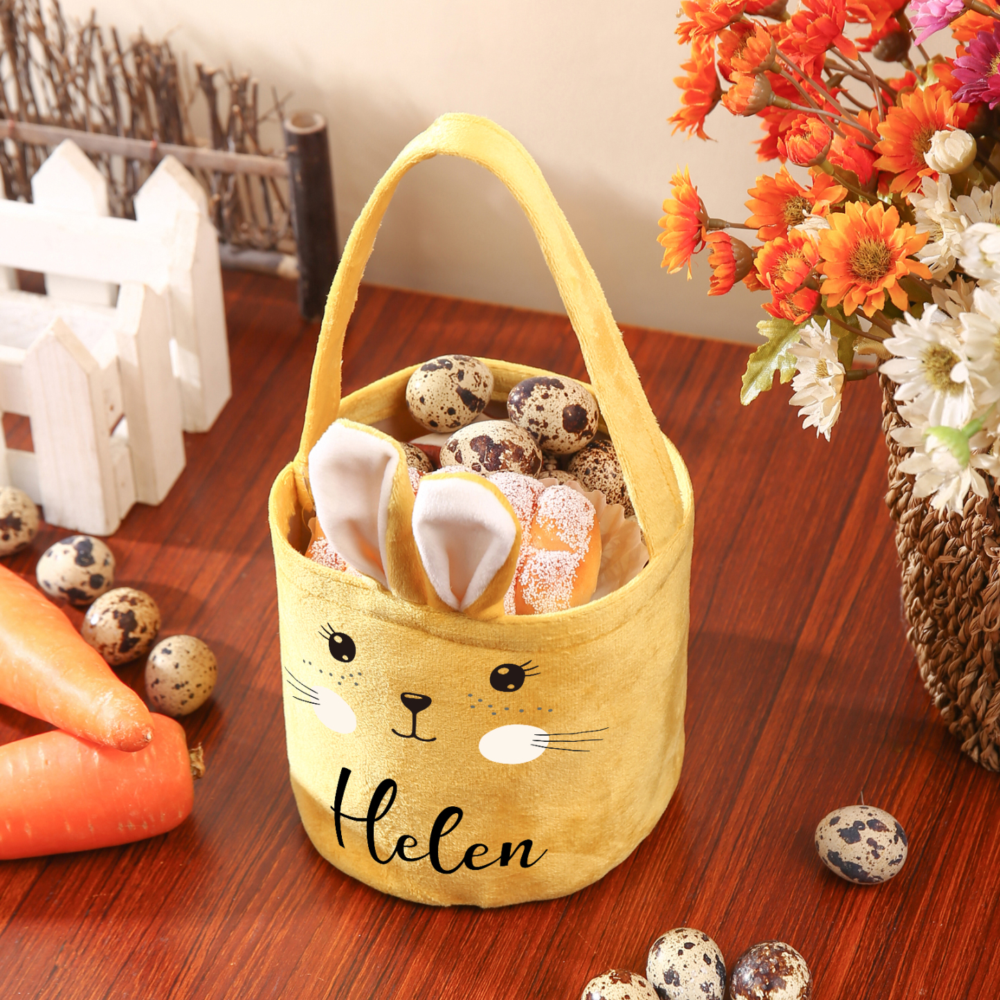 Personalised Bunny Tote Bag Custom Name Bucket Bag Bunny Basket Easter Gifts-Jessemade AU
