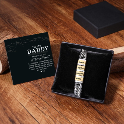 Personalised Cuban Chain Bracelet Custom 1 Name Bead Men's Bracelet