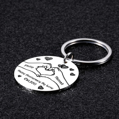 Couple Photo Keychain Customised 2 Names & Date Keyring Anniversary Gifts - Happy Anniversary My Love-Jessemade AU