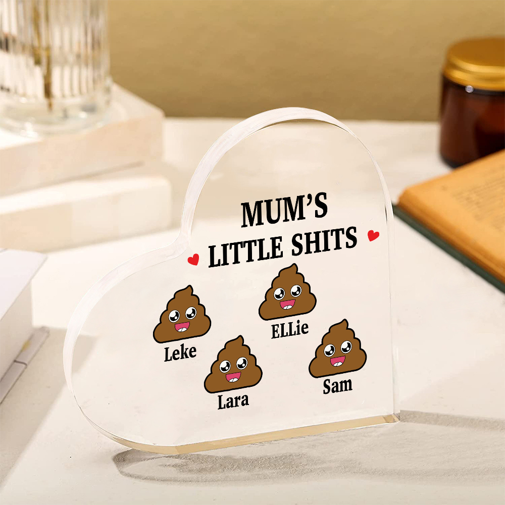 4 Names - Personalised Acrylic Heart Keepsake Custom Name Ornaments Mother's Day Funny Gifts for Mum-Jessemade AU