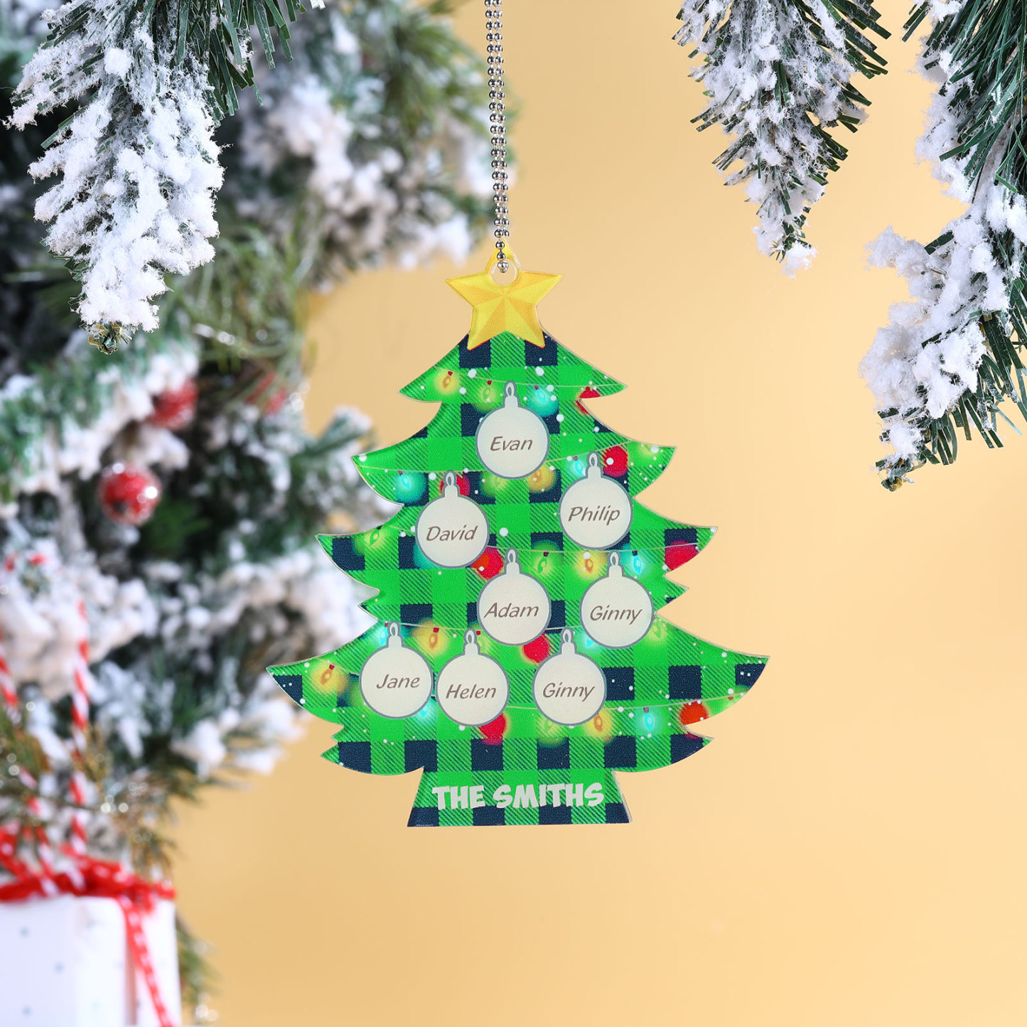 8 Names - Personalised Acrylic Christmas Tree Ornaments Customised Text & Name Xmas Pendant Gifts for Family Friends-Jessemade AU