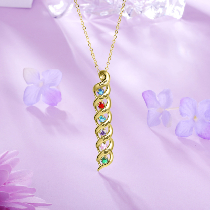 Customised Necklace Cascading Pendant with 6 Birthstones Engraving 6 Names Gifts for Her-Jessemade AU