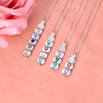 Custom Family Necklace Cascading Pendant with 3 Birthstones Engraving 3 Names Gifts for Her-Jessemade AU