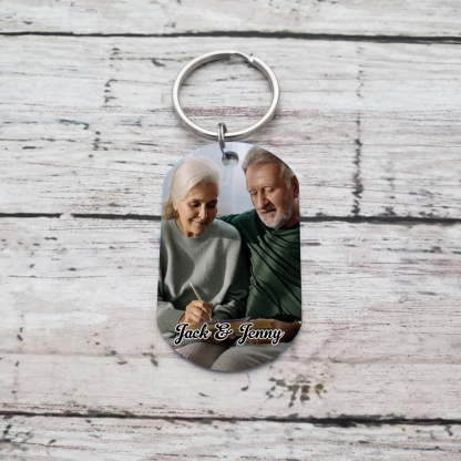 Personalised Photo Keychain Custom 2 Names Keyring Memorial Gift "I'm A Wife To A Husband With Wings"-Jessemade AU