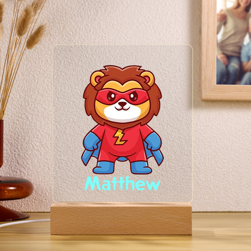 Cute Lion LED Night Light Animal Night Lamp Personalised Name Night Light Gifts For Kids-Jessemade AU