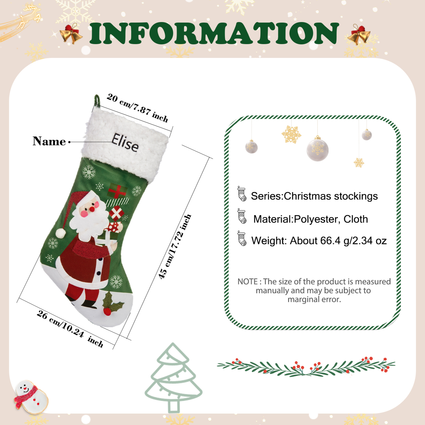 Customised 1 Name Christmas Stockings Ornaments Fireplace Decor Personalised Christmas Gifts for Family Friends-Jessemade AU