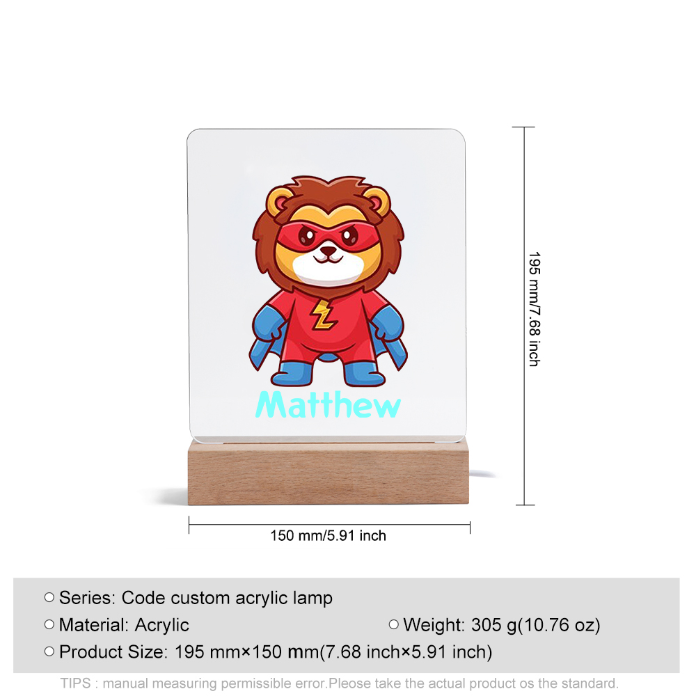 Cute Lion LED Night Light Animal Night Lamp Personalised Name Night Light Gifts For Kids-Jessemade AU