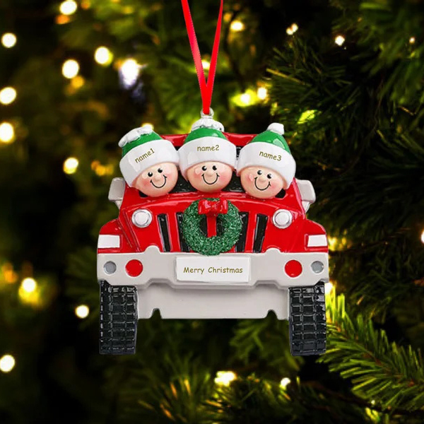 Personalised Family Car Christmas Tree Ornament with 3 Names Xmas Ornaments-Jessemade AU