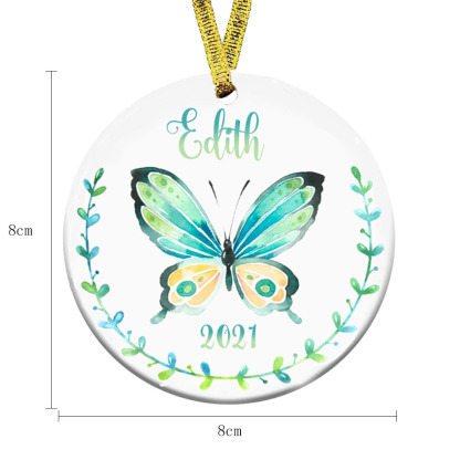 Personalised Blue Butterfly Ornament Custom Name Home Decor for Family-Jessemade AU