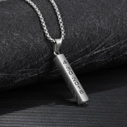 Personalised 3D Bar Necklace 4 Side Vertical Bar Necklace For Her-Jessemade AU
