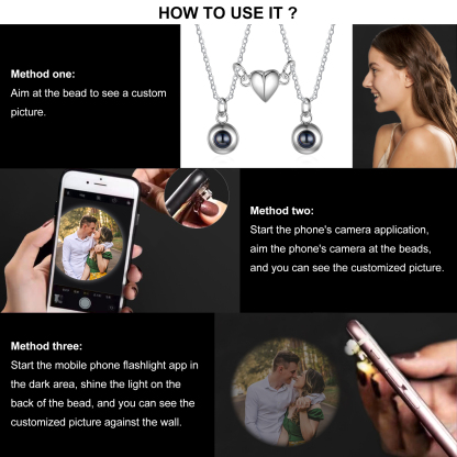 Personalised Photo Projection Necklace Magnetic Necklace Set Gift for Couples-Jessemade AU