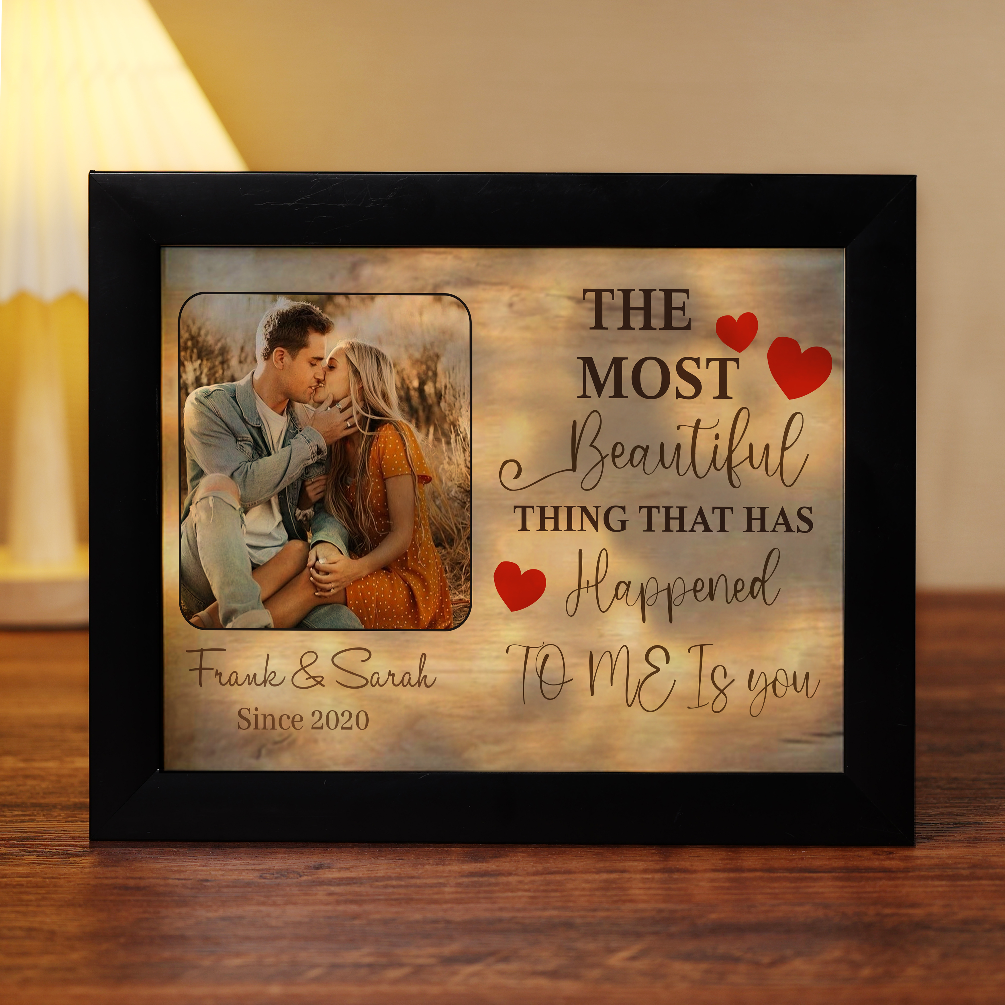 Personalised Couple Frame Custom 2 Names & Date Frame With Night Light Anniversary Gift For Him/Her -  The Most Beautiful Thing That Has Happened To Me Is You-Jessemade AU