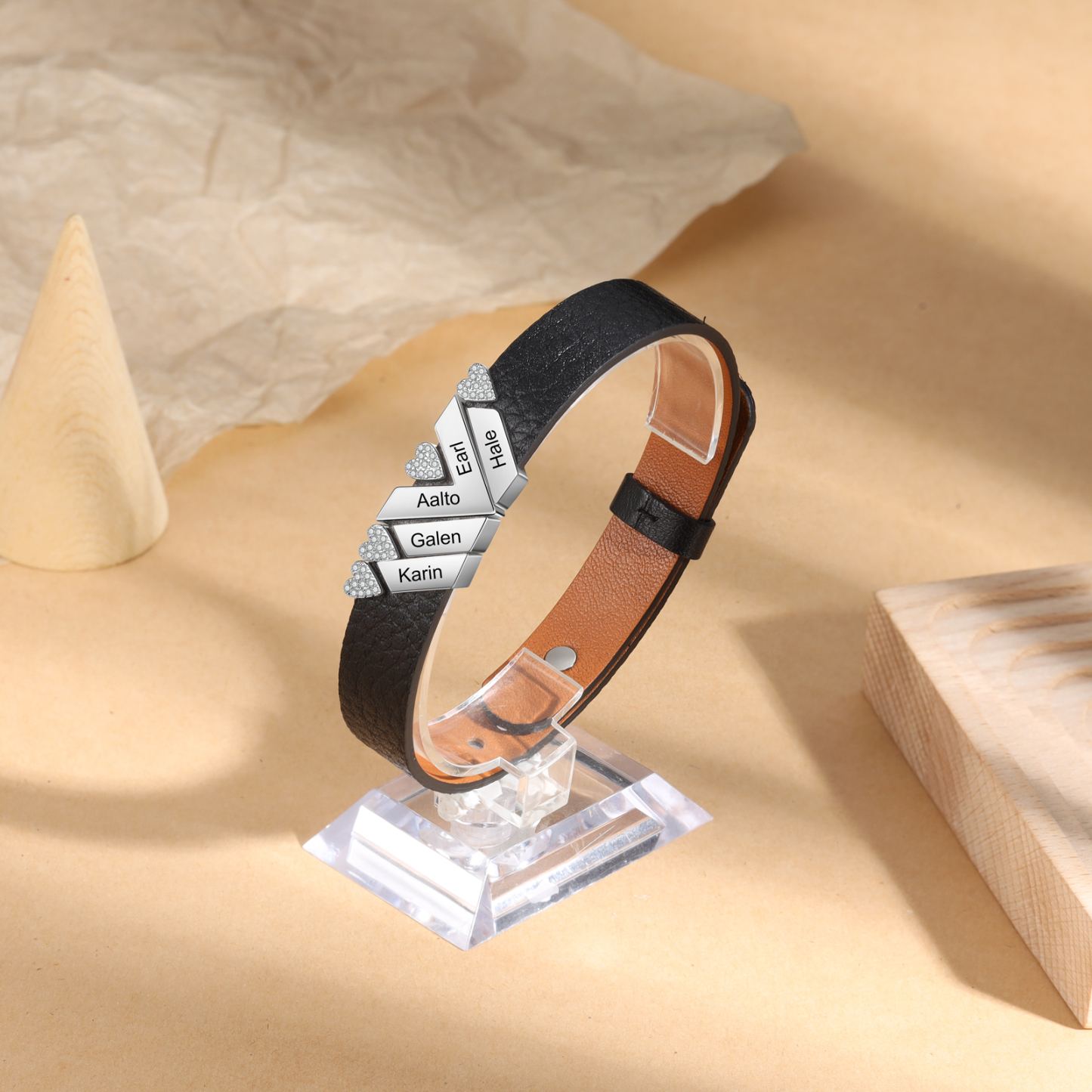 Mother's Day Gifts Personalised Leather Bracelet With 5 Names Gifts For Women-Jessemade AU