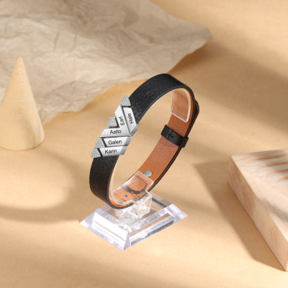 Mother's Day Gifts Personalised Leather Bracelet With 5 Names Gifts For Women-Jessemade AU