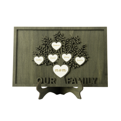 Family Tree Wood Frame Personalised Family Tree Sign Custom 6 Names Plaque-Jessemade AU